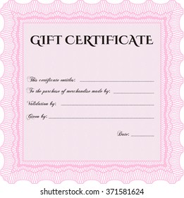 Retro Gift Certificate template. With complex background. Vector illustration.Complex design. 