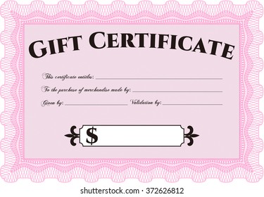 Retro Gift Certificate template. With complex linear background. Nice design. Customizable, Easy to edit and change colors.