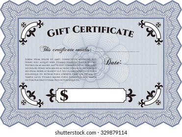 Retro Gift Certificate template. Cordial design. Easy to print. Customizable, Easy to edit and change colors.