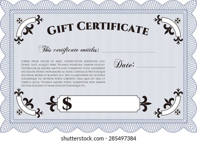 Plantilla de certificado de regalo retro. Diseño retro. Detallado.Fácil de imprimir. 