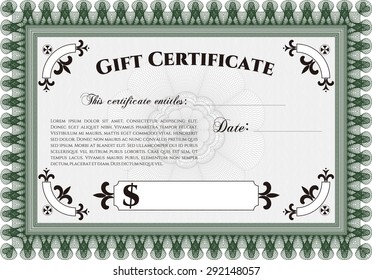 Retro Gift Certificate template. Retro design. Detailed.Easy to print. 