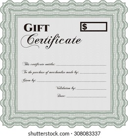 Retro Gift Certificate template. Retro design. Detailed.Easy to print. 