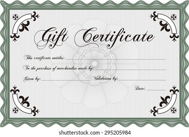 Retro Gift Certificate template. Elegant design. Customizable, Easy to edit and change colors.With complex background. 