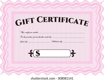 Retro Gift Certificate template. Elegant design. Customizable, Easy to edit and change colors.With complex background. 