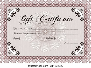 Vorlage für Geschenkgutscheine rückwärts. Hervorragendes Design. Detaillierte.Mit komplexem linearen Hintergrund. 