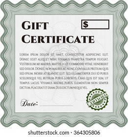 Retro Gift Certificate template. Good design. With great quality guilloche pattern. Border, frame.
