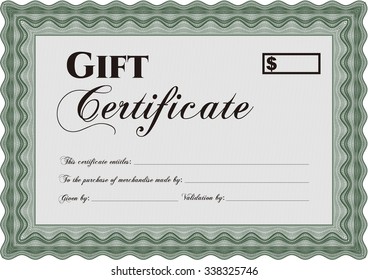 Retro Gift Certificate template. With guilloche pattern. Detailed.Retro design. 