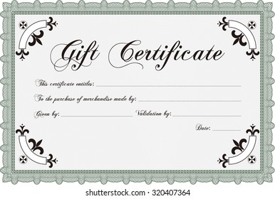 Retro Gift Certificate template. With quality background. Vector illustration.Lovely design. 