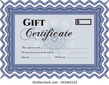 Plantilla de certificado de regalo retro. Con un fondo de calidad. Diseño retro. Borde, marco.