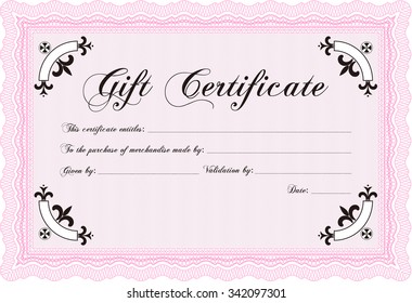 Plantilla de certificado de regalo retro. Con un fondo de calidad. Diseño superior. Detallado.