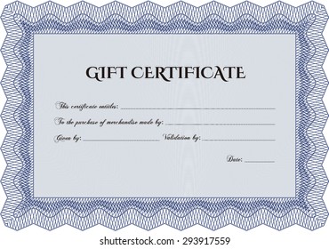 Retro Gift Certificate template. Sophisticated design. With background. Vector illustration.