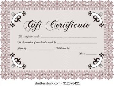 Retro Gift Certificate template. Vector illustration.Nice design. Complex background. 