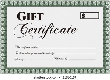 Retro Gift Certificate template. Vector illustration. Artistry design. With complex linear background. 