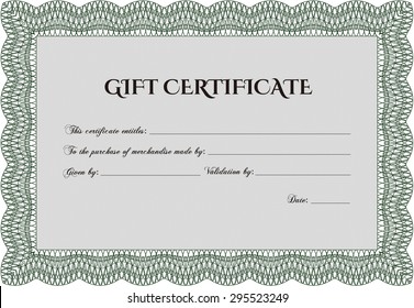 Retro Gift Certificate. Vector illustration.Excellent complex design. With complex linear background. 
