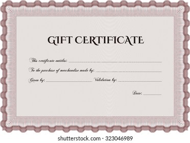 Retro Gift Certificate. Vector illustration.Excellent complex design. With linear background. 
