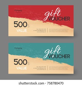 retro gift voucher template, grunge old effect