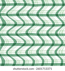 Retro Gingham Plaid Seamless Pattern - light green Cute gingham plaid wave distorted pattern design.