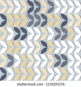 Retro giometric seamless vector circles grey paper sprout abstract trendy pattern for wrapping, fabric, textile, craft