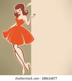 retro girl background with speech bubble