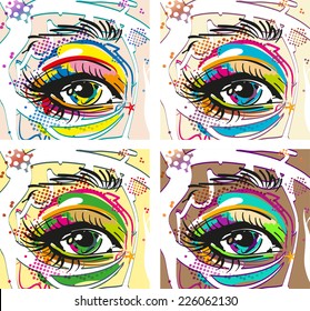 Retro girl Eyes in pop art style