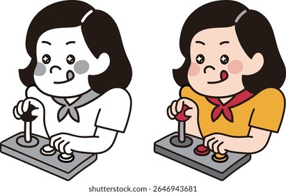 retro girl game console joystick