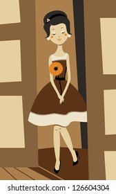 Retro girl with gerber