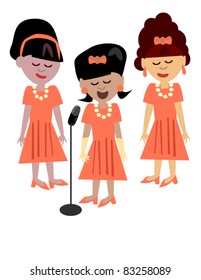 Retro Girl Group. A sassy retro vector of 1960's style girl group.