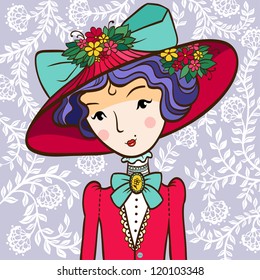 Retro girl in a Hat