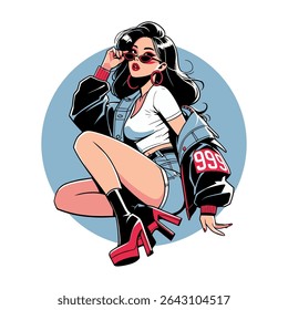 retro girl illustration artwork timeless