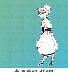 retro girl. Vector
