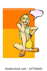 retro girls  illustration vector