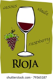 Retro Glass of Rioja Wine Vector Illustration