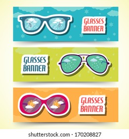 retro glasses banners. vector illustration