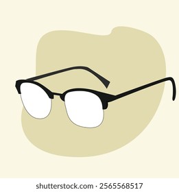 retro glasses with circle frame logo. Round black rimmed glasses.