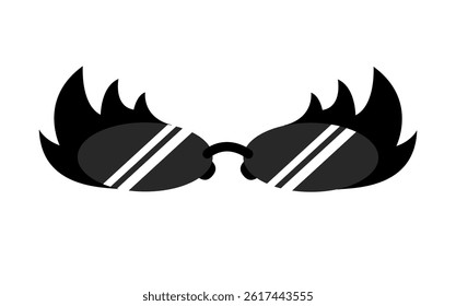 Retro glasses with flame. Black Fire glasses. Summer accessory. Concept of rest, vacation, sea, beach. Vector illustration