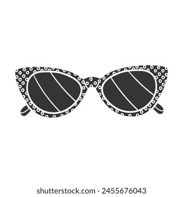 Retro Glasses Icon Silhouette Illustration. Goggles Vector Graphic Pictogram Symbol Clip Art. Doodle Sketch Black Sign.