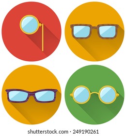 Retro glasses icons set. Made in flat design 