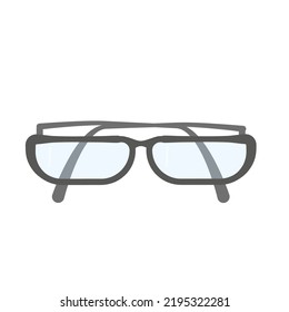 Retro glasses isolated on white background, rounded grey-rimmed glasses, women's and men's accessory. Flat Art Vector Illustration