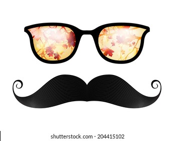 Retro glasses with reflection, autumn is coming. And also includes EPS 10 vector