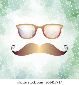 Retro glasses with reflection, Geometric shapes and rain. 