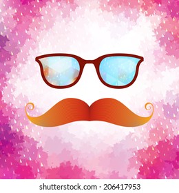 Retro glasses with reflection, Geometric shapes and rain. 