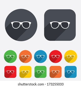 Retro glasses sign icon. Eyeglass frame symbol. Circles and rounded squares 12 buttons. Vector