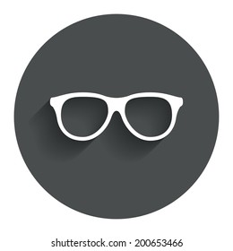 Retro glasses sign icon. Eyeglass frame symbol. Circle flat button with shadow. Modern UI website navigation. Vector