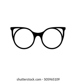 Retro glasses. Sunglasses black silhouettes. Eye glasses icon. Vector illustration