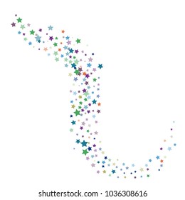 Retro Glitter Vector Stars Falling Down. Carnival Festival Confetti Celebration Border. Christmas, New Year, Birthday, Music Event. Night Vintage Glitter Vector Falling Stars Pattern