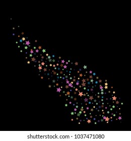 Retro Glitter Vector Stars Falling Down. Funky Cool Vintage Confetti Celebration Background. Christmas, New Year, Birthday, Music Event. VIP Vintage Glitter Vector Falling Stars Pattern