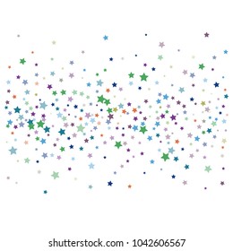 Retro Glitter Vector Stars Falling Down. Glamour Vintage Confetti Celebration Border, Frame. Christmas, New Year, Birthday, Music Event. Night Club Hipster Glitter Vector Stars Confetti.