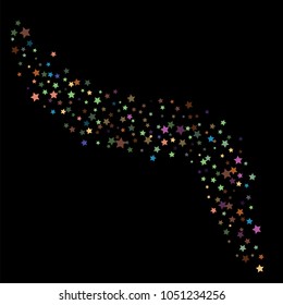 Retro Glitter Vector Stars Falling Down. Glamour Vintage Confetti Celebration Border, Frame. Christmas, New Year, Birthday, Music Party Festival Night Club Retro Glitter Vector Stars Confetti.