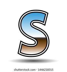retro glossy font, letter s, vector illustration 