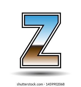 retro glossy font, letter z, vector illustration 